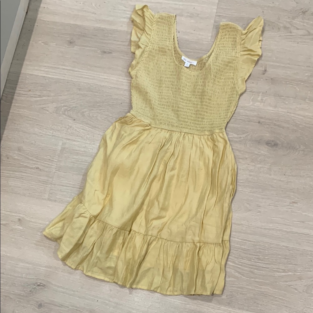 Yellow scrunched sun dress short